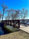 Beautiful pedestrian bridge in Fritse Park in Neenah, Wisconsin Royalty Free Stock Photo