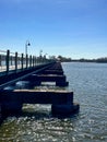 Beautiful pedestrian bridge between Menasha and Neenah, Wisconsin Royalty Free Stock Photo