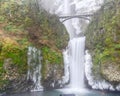 Icy lower tier Multnomah Falls Oregon in wintertime Royalty Free Stock Photo