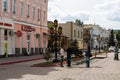 Beautiful pedestrian street in center of Feodosia city. Sunny autumn day. Feodosia, Crimea,