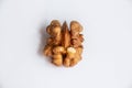 Walnut on a white background, walnut halves, close-up Royalty Free Stock Photo