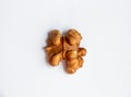 Walnut on a white background, walnut halves, close-up Royalty Free Stock Photo