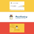 Beautiful Pencil box Logo and business card. vertical Design Vector