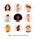 Characters avatars in cartoon flat style