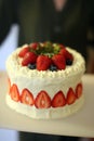 A beautiful and perfect strawberry cream birthday cake