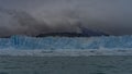 The beautiful Perito Moreno glacier. A wall of cracked blue ice