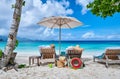 Beautiful Petite Anse beach at Seychelles Royalty Free Stock Photo