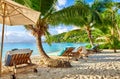 Beautiful Petite Anse beach at Seychelles Royalty Free Stock Photo