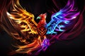 Beautiful phoenix with spectrum colors - AI Generated Royalty Free Stock Photo