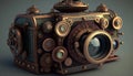 Beautiful photo camera - steampunk style - made with generative AI Royalty Free Stock Photo