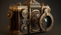 Beautiful photo camera - steampunk style - made with generative AI Royalty Free Stock Photo