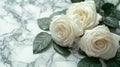 White Rose Bouquet on Marble - Funeral or Cemetery Remembrance