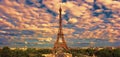 Beautiful photo of the Eiffel tower in Paris, France at sunset