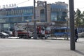 A beautiful photo of a fire engine on a city street.