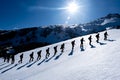 Beautiful photo frame from winter climbing programs of crowded and professional mountaineers