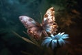 A beautiful photo of a lovely butterfly perched on a flower, an idyllic and stunning illustration. Generative AI