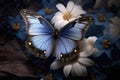 A beautiful photo of a lovely butterfly perched on a flower, an idyllic and stunning illustration. Generative AI