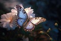 A beautiful photo of a lovely butterfly perched on a flower, an idyllic and stunning illustration. Generative AI