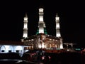 Beautiful photo of the Madaniyah mosque in Karanganyar at night Royalty Free Stock Photo