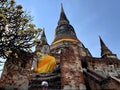 The main stupa with a large buddha at Wat Yai Chaimongkol, Ayutthaya