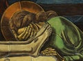 Mary Magdalene grieving over the dead Jesus mosaic Royalty Free Stock Photo