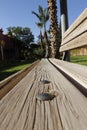 A beautiful photo of an old wooden garden bench. Royalty Free Stock Photo