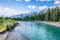 Trans Canada Trail in Canmore, Alberta. The rocky mountains in the background. Royalty Free Stock Photo
