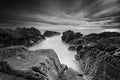 Amazing seashore scene in black and white