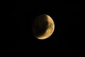 Beautiful photo of the waning moon in close up with dark sky in the background Royalty Free Stock Photo