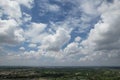 Beautiful photograph of blue sky landscapes with white clouds. Sky background