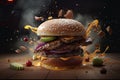 a beautiful photograph of a delicious burger. Generative AI