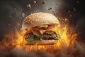 a beautiful photograph of a delicious burger. Generative AI