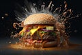 a beautiful photograph of a delicious burger. Generative AI