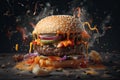 a beautiful photograph of a delicious burger. Generative AI