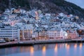 A beautiful photograph taken after sunset of the town Aalesund, Norway Royalty Free Stock Photo