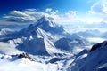 Beautiful photography, aerial view of snow mountain range landscape under blue sky Royalty Free Stock Photo