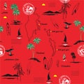 Beautiful PHUKET island in thailand paradise seamless pattern of Tropical mood ,Design for fashion ,fabric,web,wallpaper,wrappig