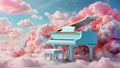 Beautiful piano clouds colorful fantastic banner card fashion idyllic