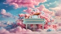 Beautiful piano clouds colorful fantastic card fashion idyllic