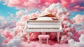 Beautiful piano the clouds fantasy colorful fantastic banner card