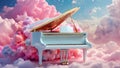 Beautiful piano the clouds fantasy colorful fantastic banner card fashion