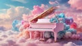 Beautiful piano the clouds fantasy colorful fantastic banner card fashion idyllic