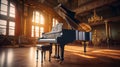 Beautiful piano in concert hall. Generative AI