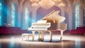 Beautiful piano concert hall luxury music art white classic luxury scene concept