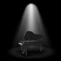 Beautiful piano monochrome vector with simple stylized grand piano in the spotlight