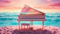 Beautiful piano in the sea idyllic vintage fantastic