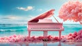 Beautiful piano in the sea idyllic vintage fantastic elegance romantic