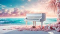 Beautiful piano in the sea idyllic vintage fantastic elegance romantic fantasy