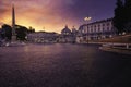 The beautiful Piazza del Popolo & x28;People& x27;s Square& x29; in Roma at a gorgeous sunrise