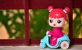 Beautiful kids push toy riding a tricycle